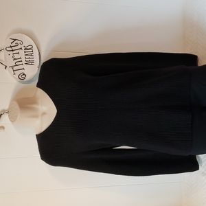 Ann Taylor LOFT Crisscross Tie Black Knit Sweater, Small